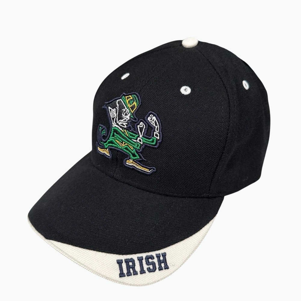 Twins Enterprise Notre Dame Hat OSFA Black Embroidered Wool Blend Vintage